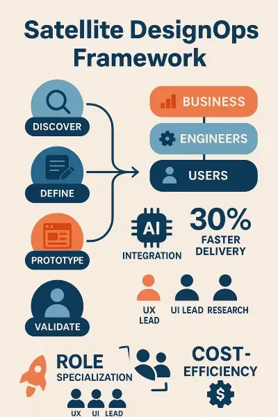 Satellite DesignOps Framework - infographic showing Discover, Define, Prototype, Validate process